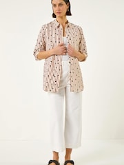 Roman Brown Floral Stripe Buttoned Shirt - Image 2 of 5