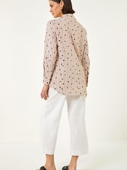 Roman Brown Floral Stripe Buttoned Shirt - Image 3 of 5