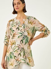 Roman Green Leaf Wrap Hem Tunic Top - Image 2 of 4