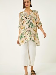 Roman Green Leaf Wrap Hem Tunic Top - Image 3 of 4