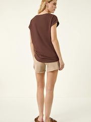 Roman Brown Plain Stretch Jersey T-Shirt - Image 3 of 5