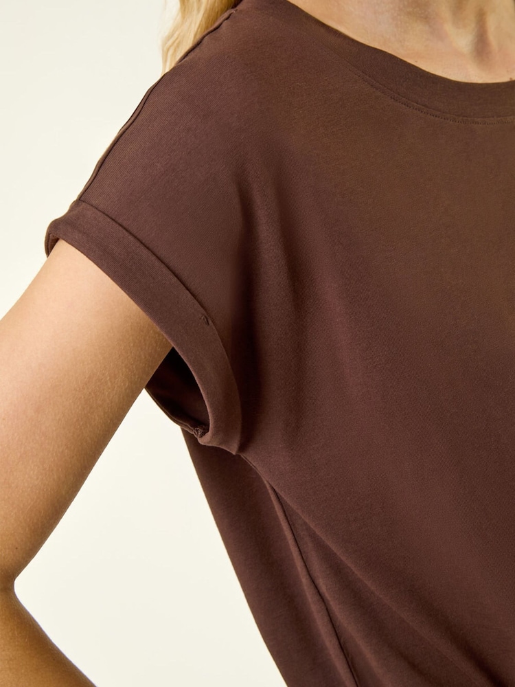 Roman Brown Plain Stretch Jersey T-Shirt - Image 6 of 6 Roman Brown Plain Stretch Jersey T-Shirt - Image 6 of 6
