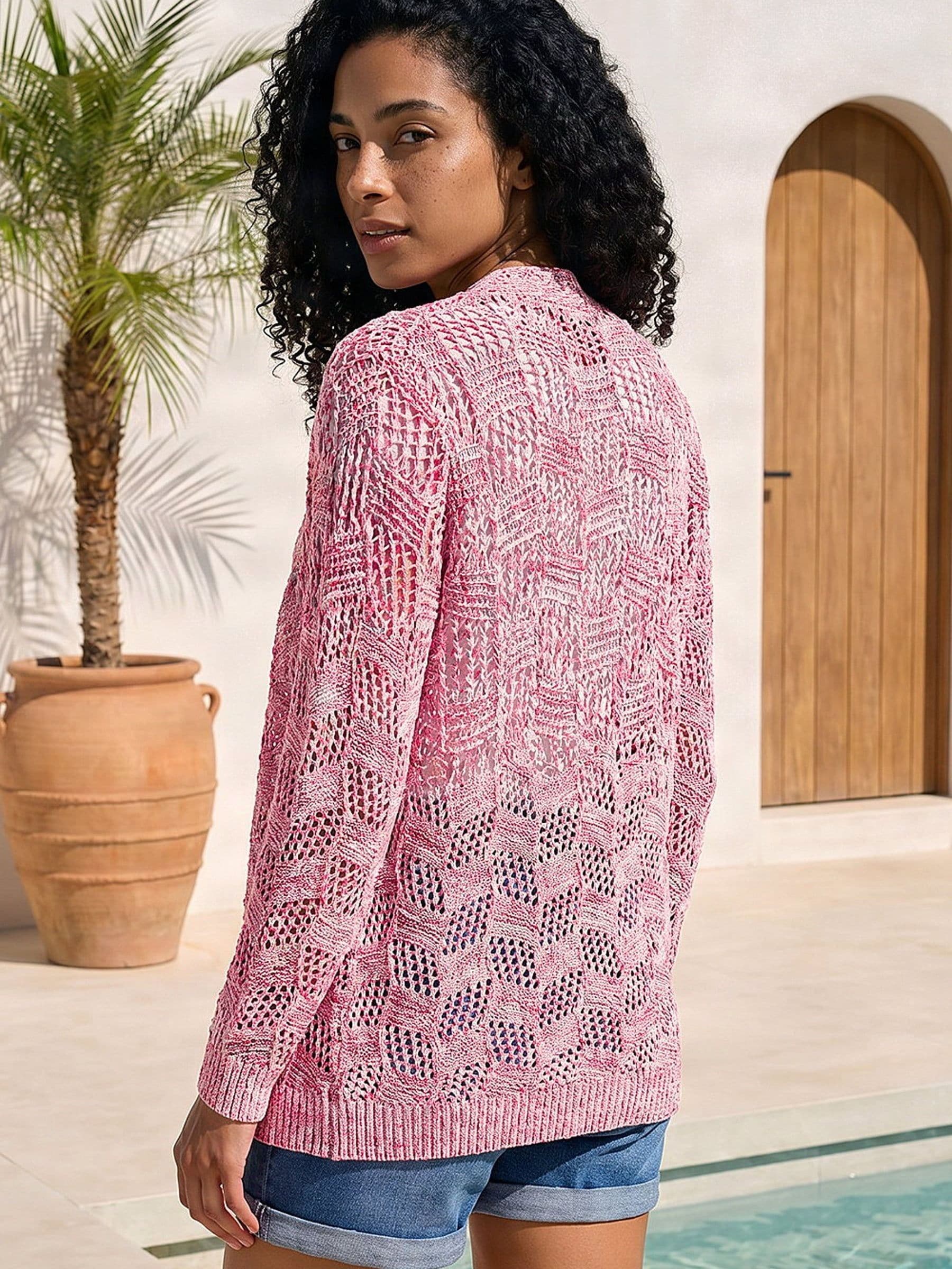 Buy Roman Pink Tape Knit Cotton Blend Cardigan from Next USA