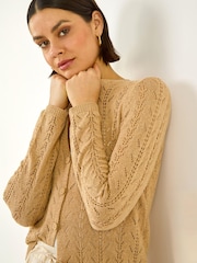Roman Natural Shimmer Button Knit Cardigan - Image 1 of 5