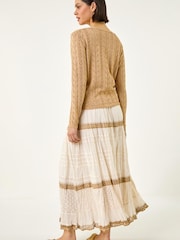 Roman Natural Shimmer Button Knit Cardigan - Image 3 of 5