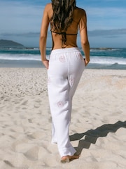 Chelsea Peers Natural Cheesecloth Palm Loop Print Trousers - Image 3 of 5