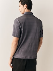 Մանուշակագույն - Տեքստուրավորված short sleeve ջերսի վերնաշապիկ - Պատկեր 5 8-ից