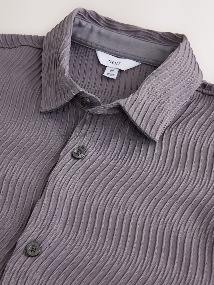 Mauve Purple Textured Jersey Short Sleeve Shirt - Image 8 of 8 Mauve Purple Textured Jersey Short Sleeve Shirt - Image 8 of 8
