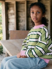 Green/Pink Stripe Sweatshirt (3-16yrs) - Image 1 of 10