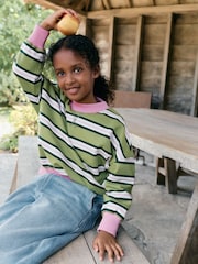 Green/Pink Stripe Sweatshirt (3-16yrs) - Image 3 of 10