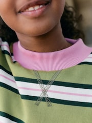 Green/Pink Stripe Sweatshirt (3-16yrs) - Image 6 of 10