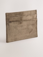 Khaki - Eyelet Suedette Cardholder - Obraz 2 z 5