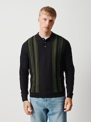 Jūras flotes svītra - Standarta piegriezums - Adīts polo krekls - Attēls 1 no 4