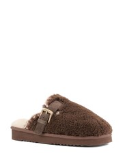 Mou Brown Sheepskin Lined Eskimo Buckle Mules - Image 3 of 5