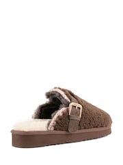 Mou Brown Sheepskin Lined Eskimo Buckle Mules - Image 4 of 5