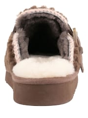 Mou Brown Sheepskin Lined Eskimo Buckle Mules - Image 5 of 5