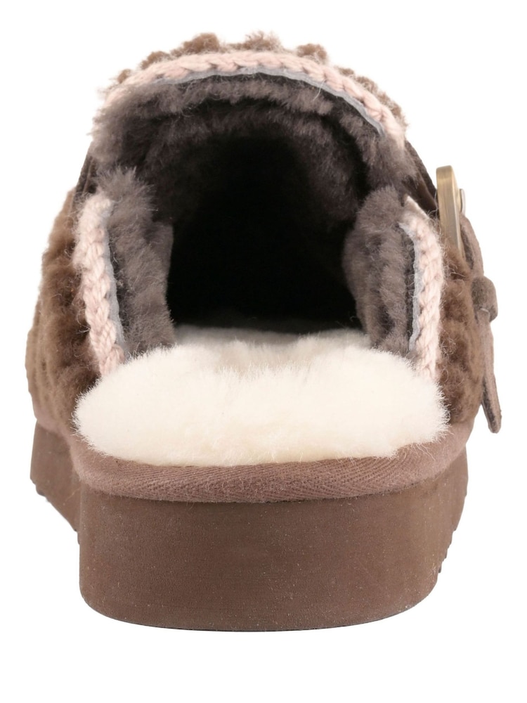 Mou Brown Sheepskin Lined Eskimo Buckle Mules - Image 5 of 5 Mou Brown Sheepskin Lined Eskimo Buckle Mules - Image 5 of 5