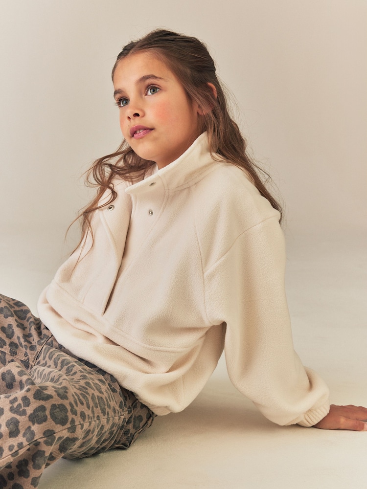 Ecru White Half Button Fleece Jacket (3-16yrs) - Image 2 of 4