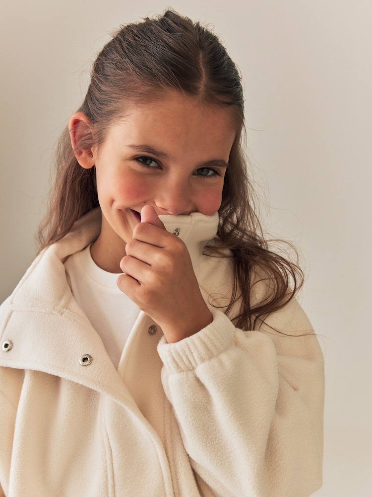 Ecru White Half Button Fleece Jacket (3-16yrs) - Image 4 of 4