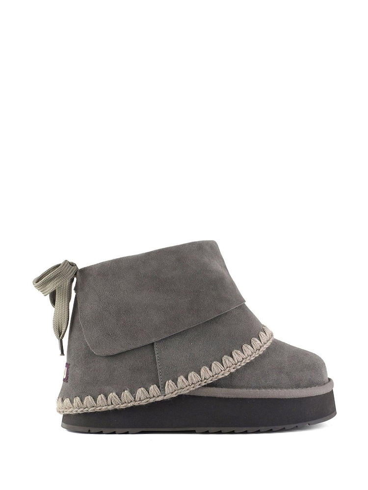 Mou Grey Sheepskin Lined Eskimo Platform Folding Boots - Image 1 of 1