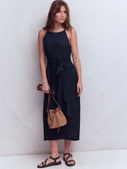 Boden Blue Rosa Halter Linen Midi Dress - Image 1 of 5