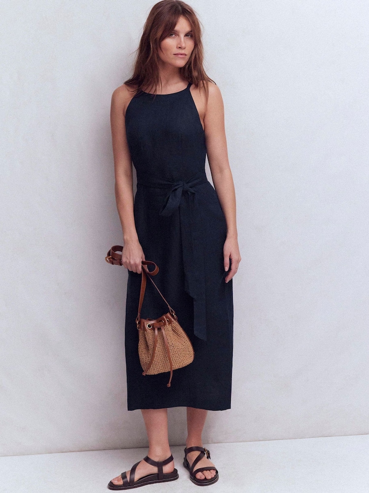 Boden Blue Rosa Halter Linen Midi Dress - Image 1 of 5