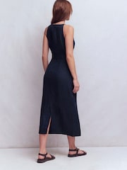 Boden Blue Rosa Halter Linen Midi Dress - Image 3 of 5