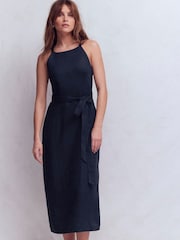 Boden Blue Rosa Halter Linen Midi Dress - Image 4 of 5