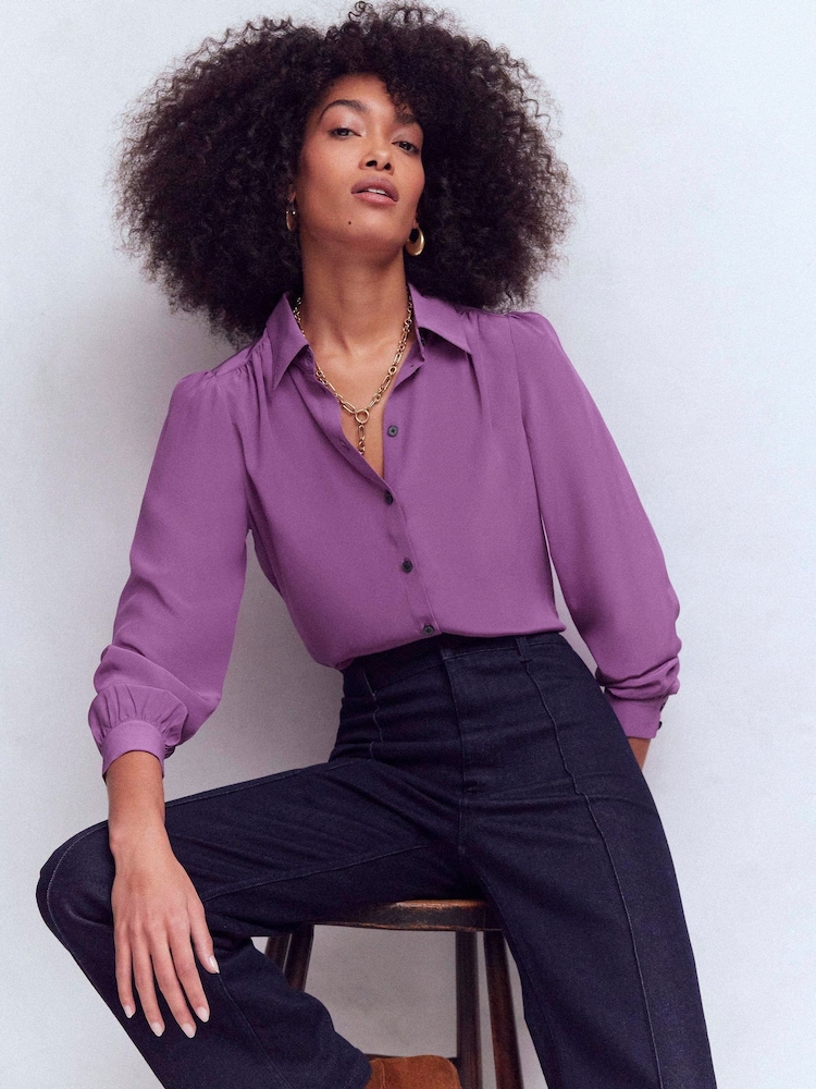 Boden Purple Sara Silk Shirt - Image 1 of 5