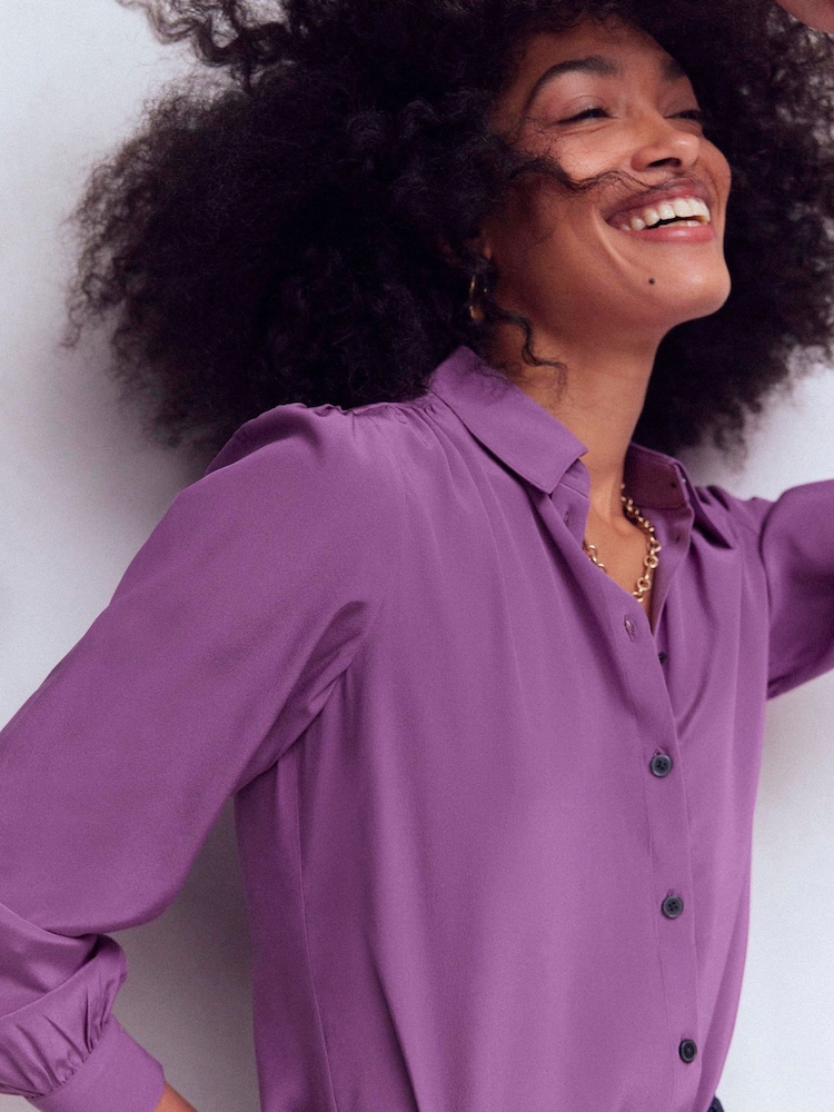 Boden Purple Sara Silk Shirt - Image 2 of 5