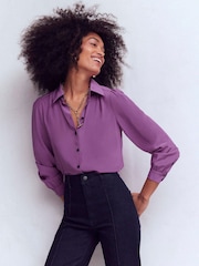 Boden Purple Sara Silk Shirt - Image 4 of 5