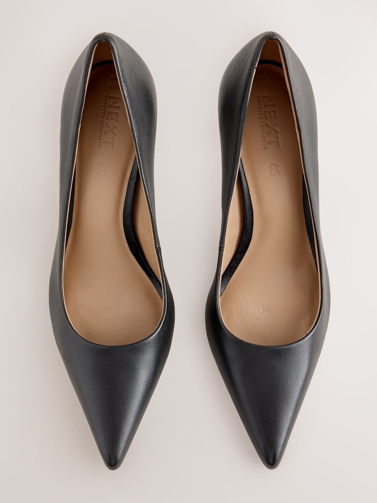 Black Forever Comfort® Leather Lined Mid Court Heels - Image 2 of 5 Black Forever Comfort® Leather Lined Mid Court Heels - Image 2 of 5