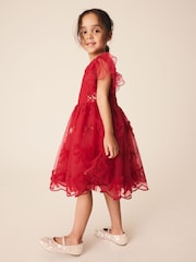 Red Bow Embellished Mesh Occasion Dress (3-16yrs) - Image 2 of 4