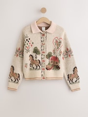 Pink/Cream Horse Knitted Cardigan - Image 6 of 8