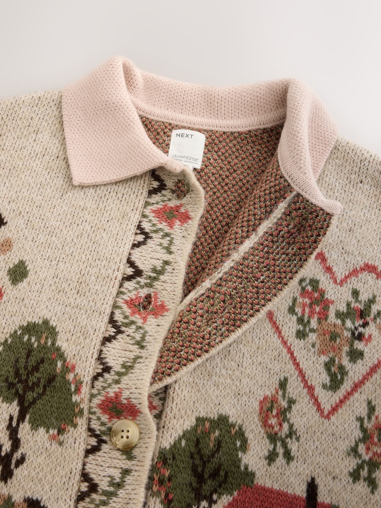 Pink/Cream Horse Knitted Cardigan - Image 8 of 8 Pink/Cream Horse Knitted Cardigan - Image 8 of 8