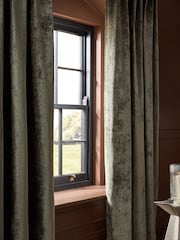 Green Plush Chenille Blackout/Thermal Hidden Tab Top Curtains - Image 6 of 7