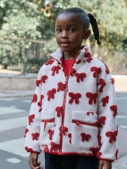 Pink/Red Bows Zip Up Borg Jacket (3-16yrs) - Image 1 of 9