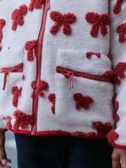 Pink/Red Bows Zip Up Borg Jacket (3-16yrs) - Image 4 of 9