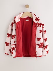 Pink/Red Bows Zip Up Borg Jacket (3-16yrs) - Image 6 of 9