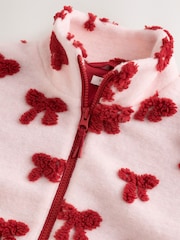 Pink/Red Bows Zip Up Borg Jacket (3-16yrs) - Image 8 of 9