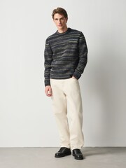 Black Spacedye Striped Jumper - Image 2 of 3