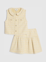 River Island Yellow Boucle Waistcoat & Skirt Set - Image 1 of 5