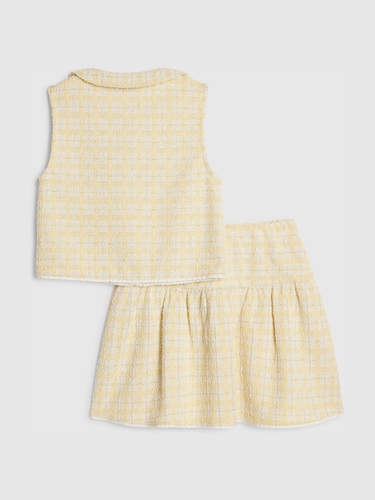 River Island Yellow Boucle Waistcoat & Skirt Set - Image 2 of 5