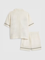 River Island Cream Embroidered Palm Shirt & Shorts Set - Image 2 of 5