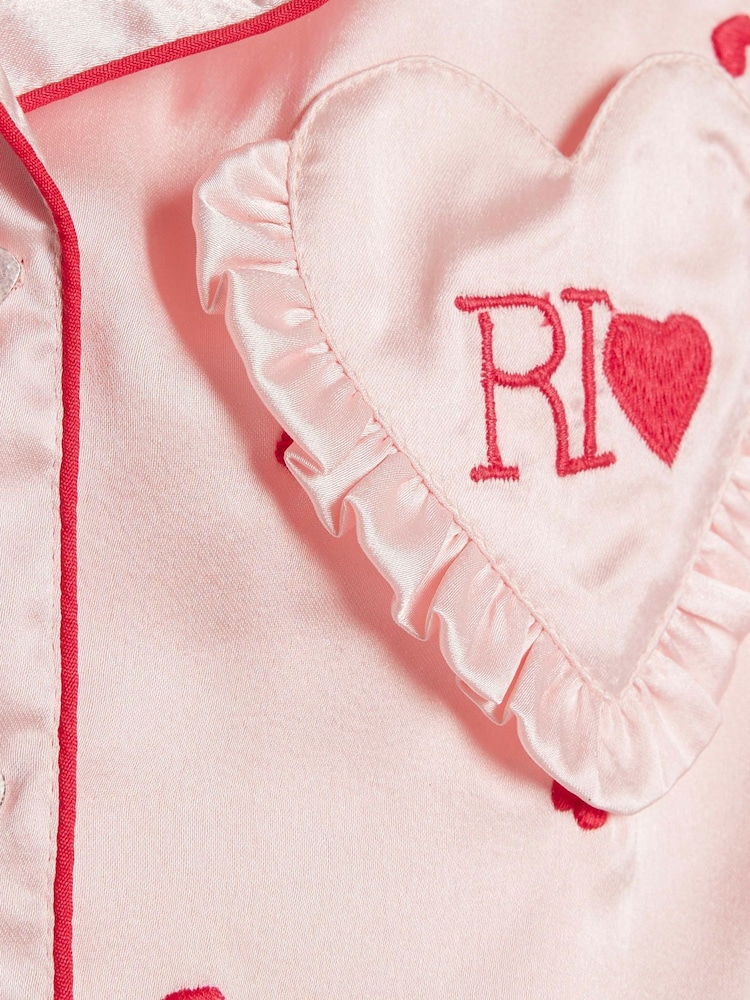 River Island Pink Heart Satin Pyjamas - Image 5 of 5 River Island Pink Heart Satin Pyjamas - Image 5 of 5