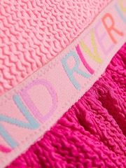 River Island Pink Logo Textured Frill Swimsuit - Image 3 of 4