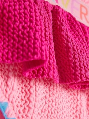 River Island Pink Logo Textured Frill Swimsuit - Image 4 of 4