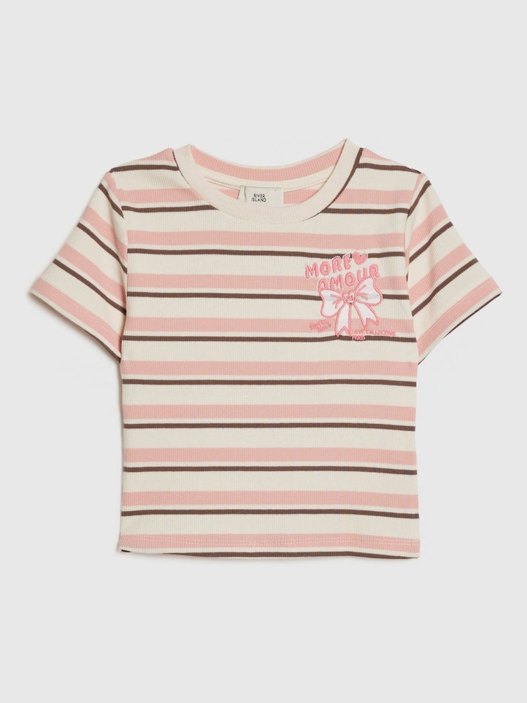 River Island Pink Stripe Baby T-Shirt - Image 1 of 4