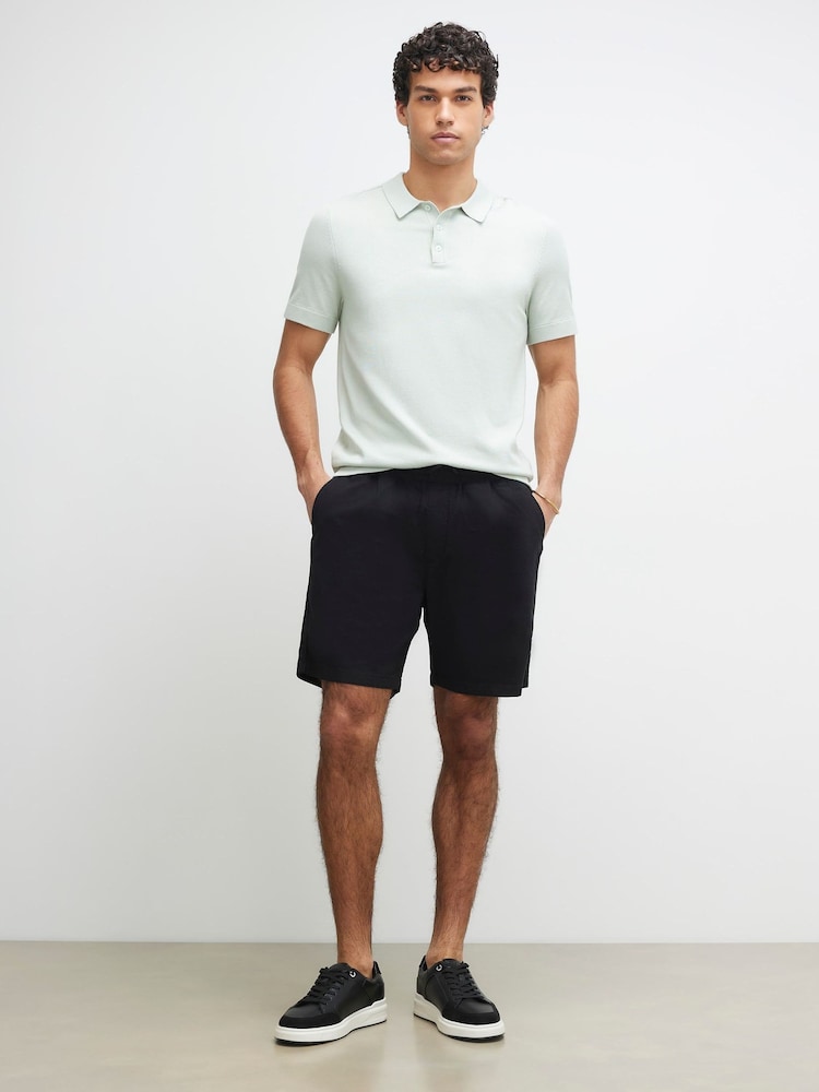 River Island Black Linen Look Pull On Shorts - Image 1 of 4