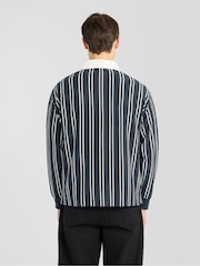 Lyle & Scott Blue Vertical Stripe Rugby Sweat Top - Image 3 of 6